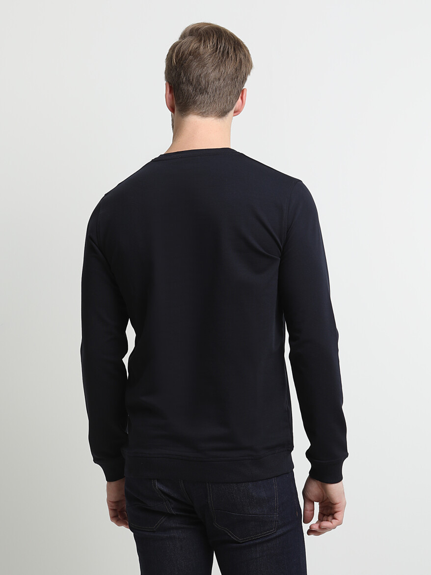 Navy Blue Printed Sweatshirt - 4