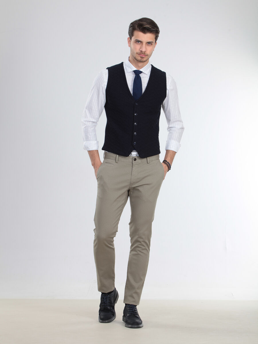 Navy Blue Regular Fit Casual Knitting Knit Vest - 1