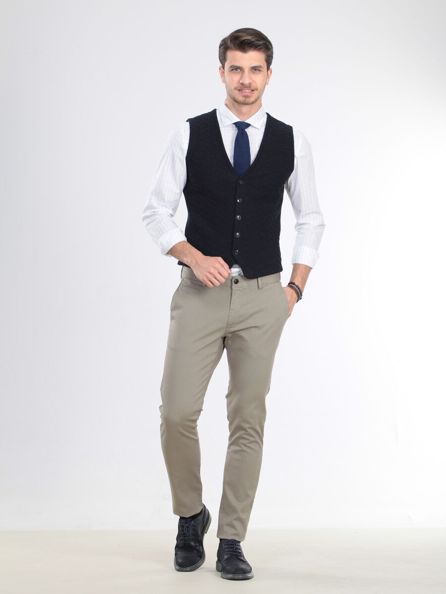 Navy Blue Regular Fit Casual Knitting Knit Vest - 2