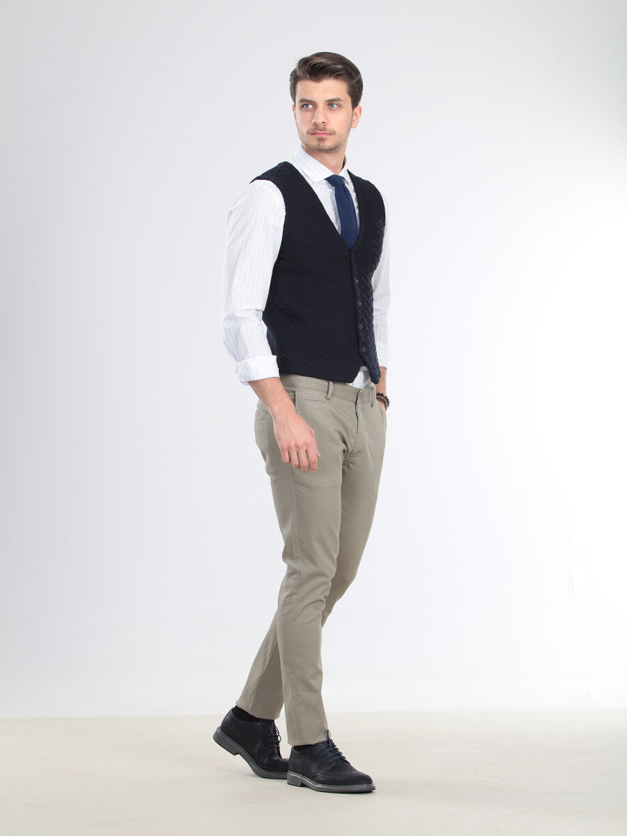 Navy Blue Regular Fit Casual Knitting Knit Vest - 3