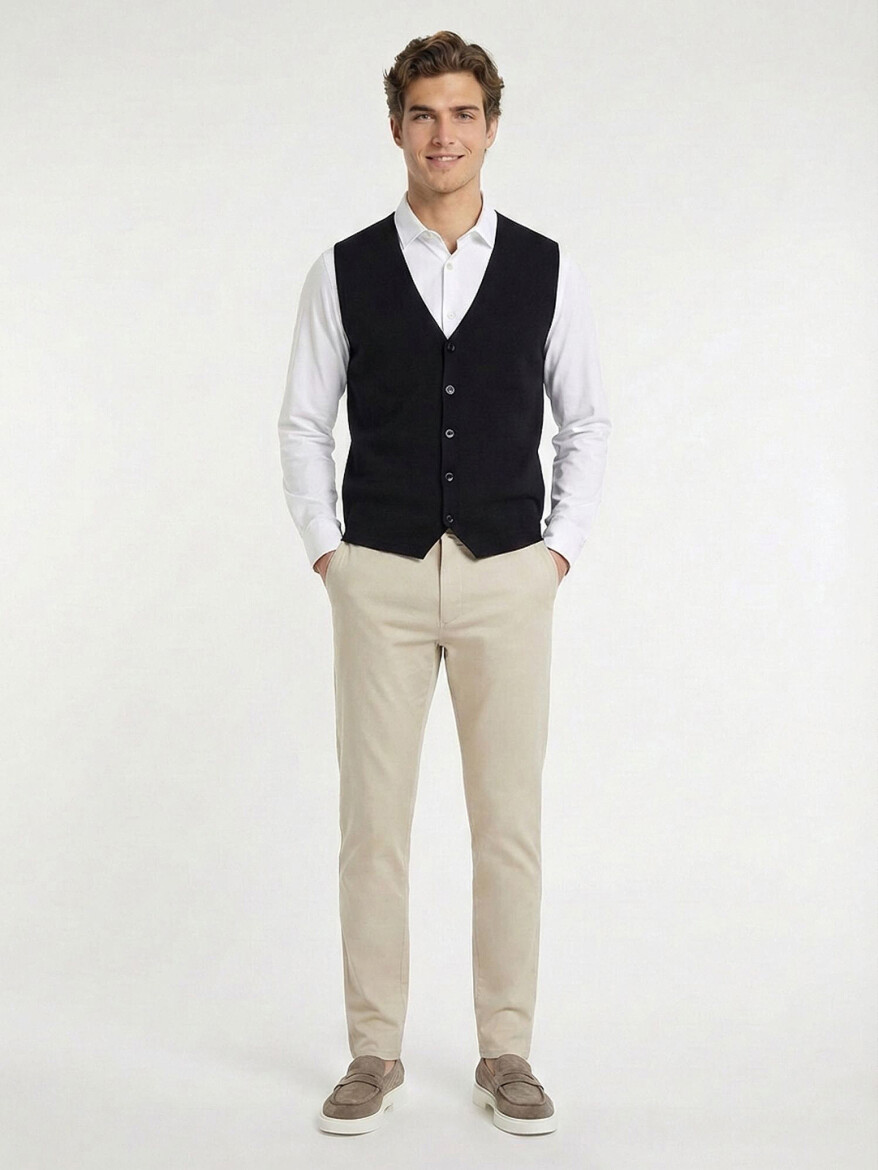 Navy Blue Regular Fit Casual Knitting Knit Vest - 4