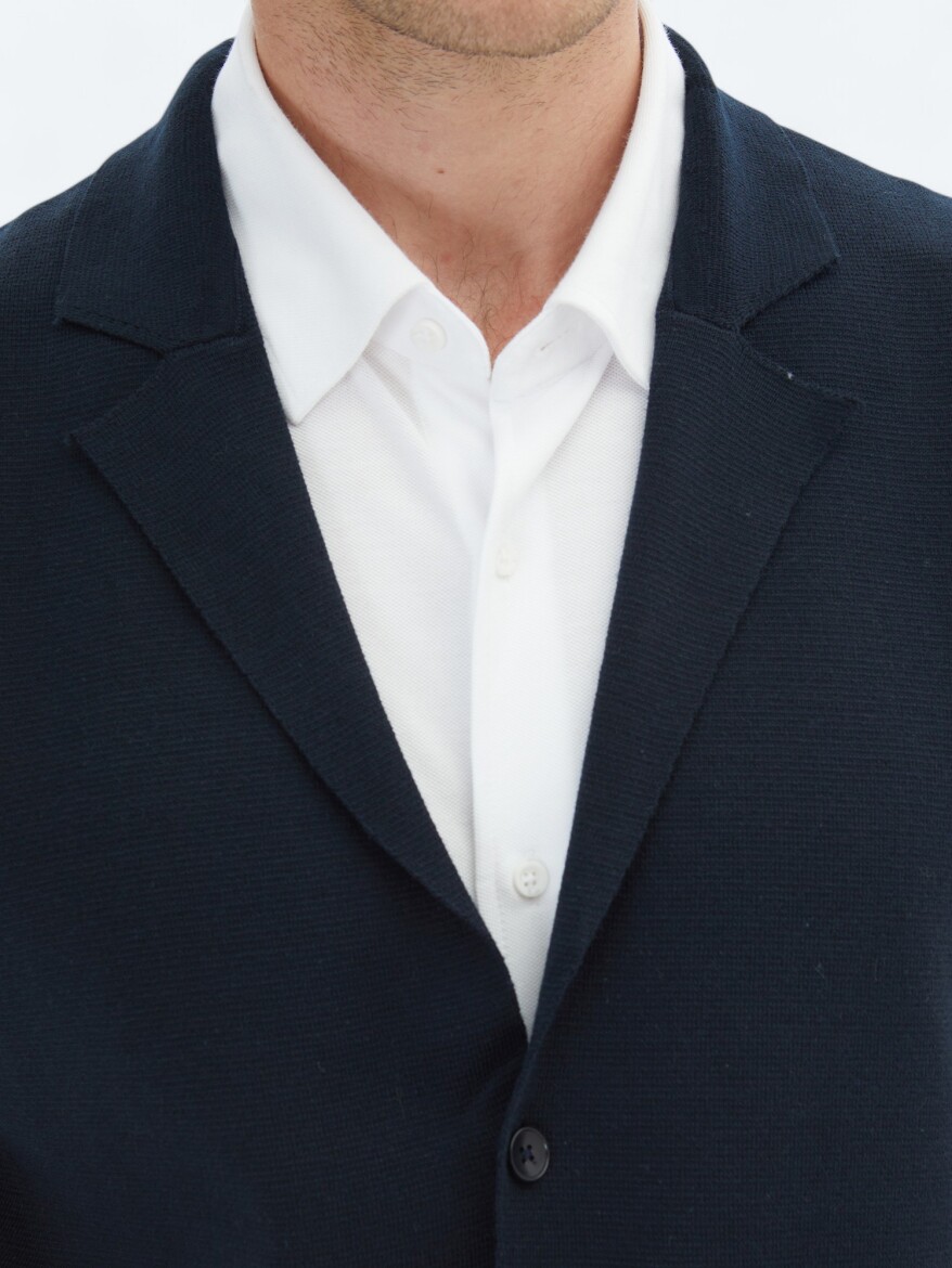 Navy Blue Regular Fit Casual Knitting Knit Vest - 4