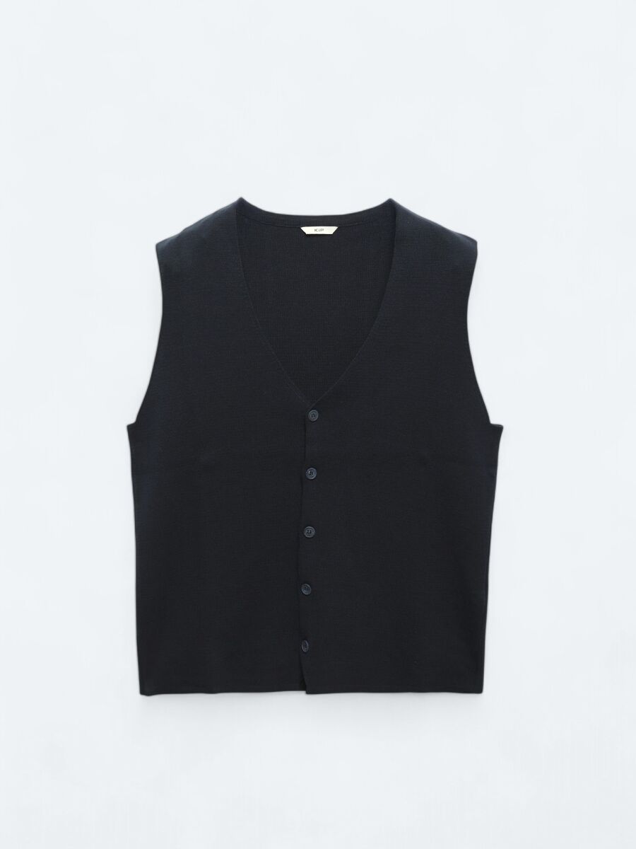 Navy Blue Regular Fit Casual Knitting Knit Vest - 5