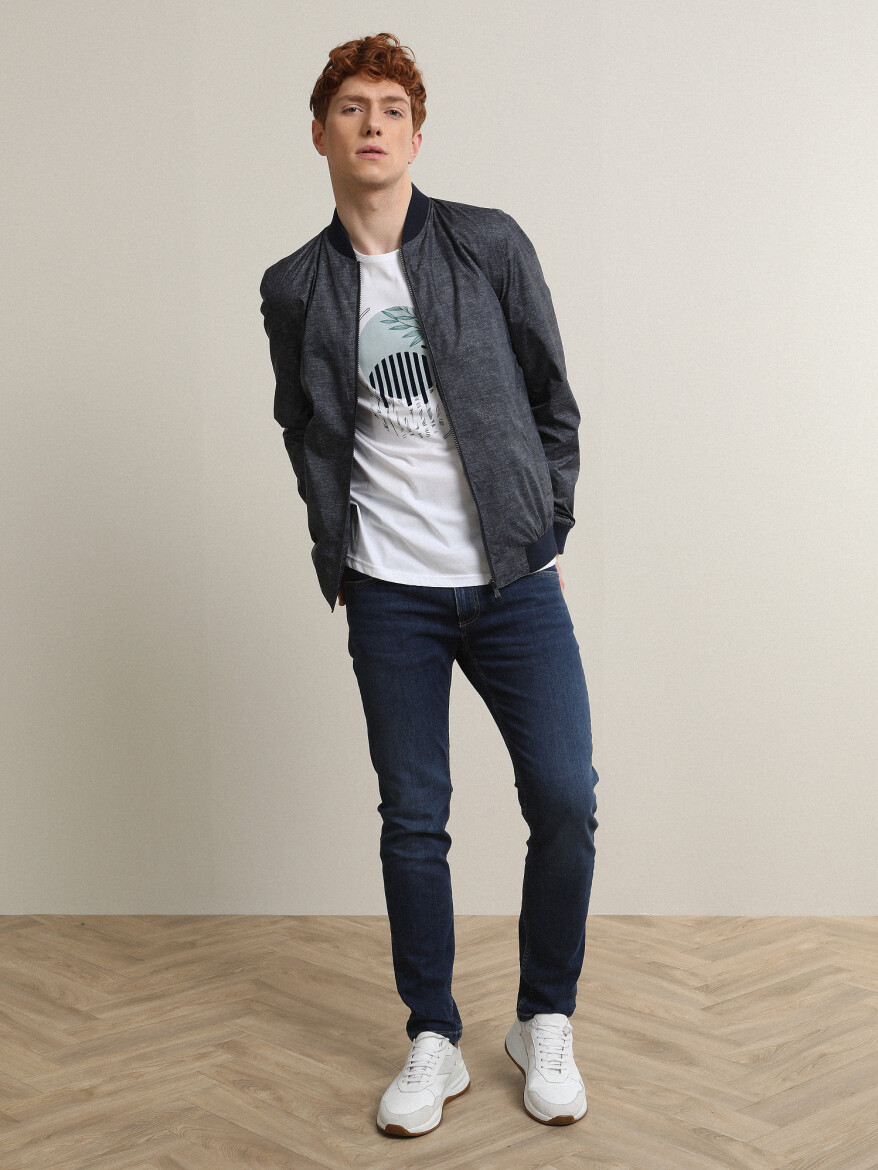Navy Blue Regular Fit Casual Weaving Coat - 1