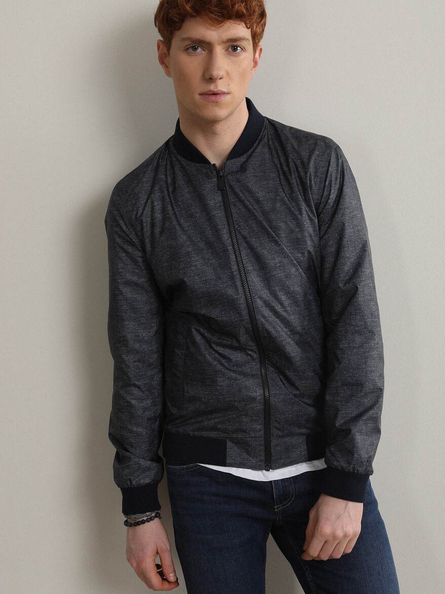 Navy Blue Regular Fit Casual Weaving Coat - 2