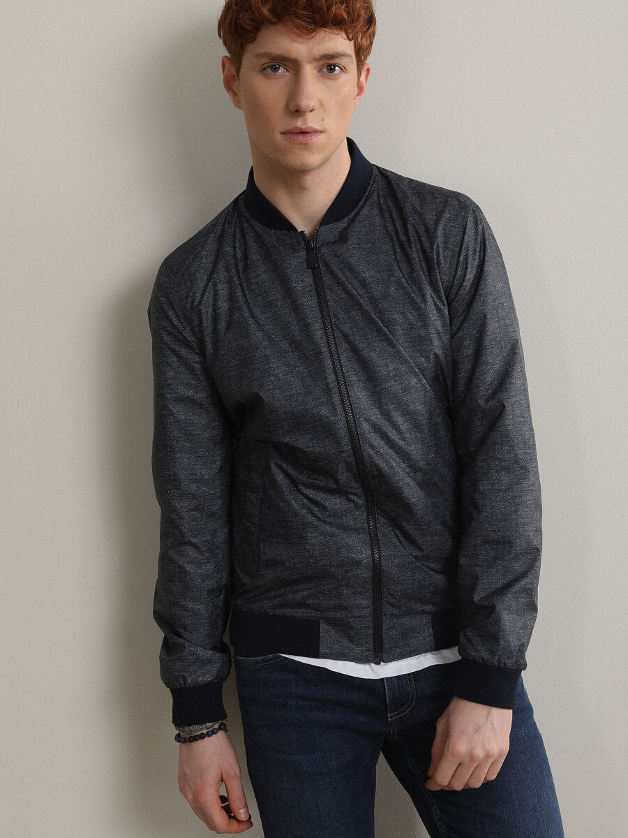 Navy Blue Regular Fit Casual Weaving Coat - 2