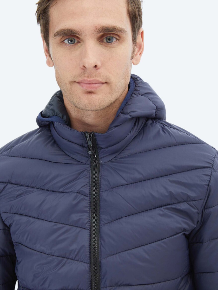 Navy Blue Regular Fit Casual Weaving Coat - 4