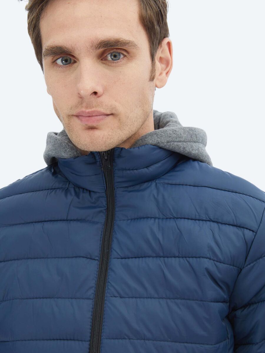 Navy Blue Regular Fit Casual Weaving Coat - 4