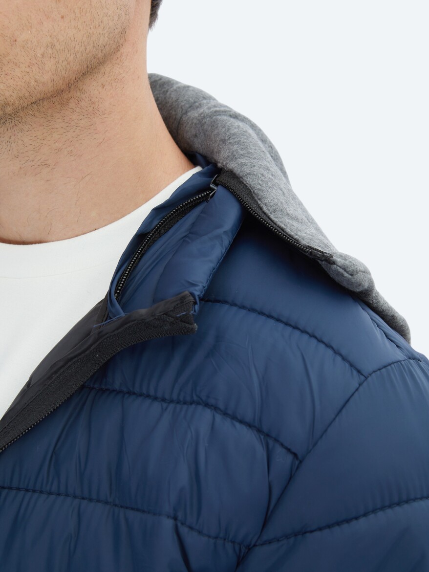 Navy Blue Regular Fit Casual Weaving Coat - 5