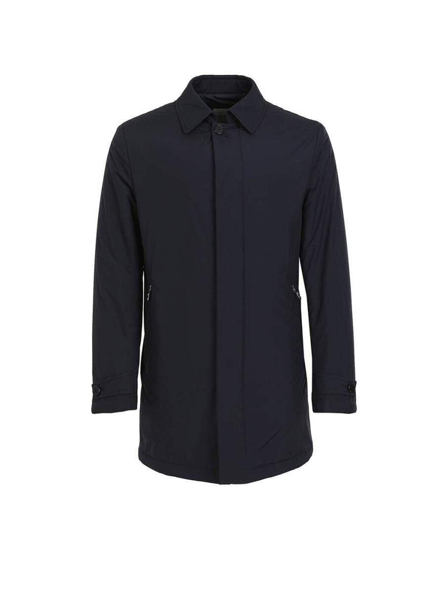 Navy Blue Regular Fit Casual Weaving Rain Coat - 6