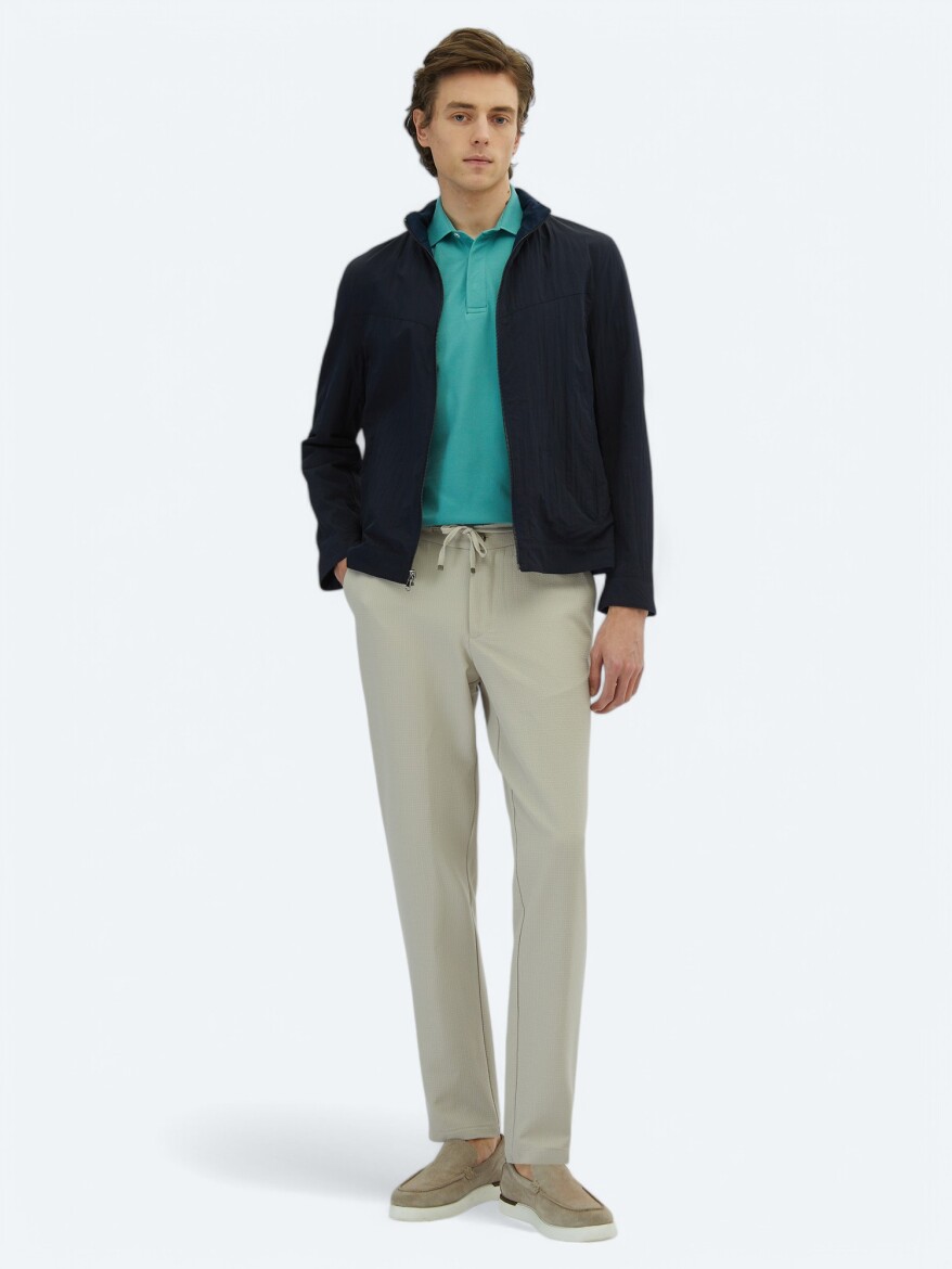 Navy Blue Regular Fit Hidden Hood Casual Weaving Double-Sided Coat - KİP