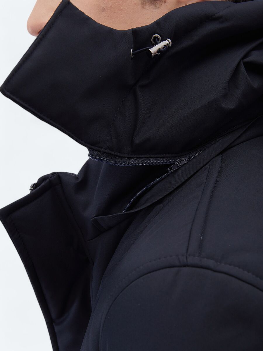 Navy Blue Regular Fit Hooded Casual Weaving Coat - 6