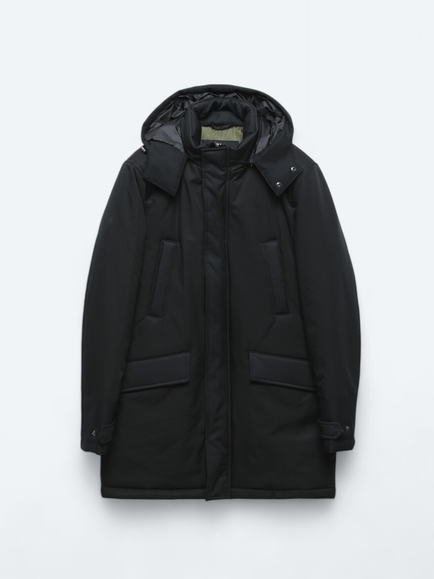 Navy Blue Regular Fit Hooded Casual Weaving Coat - 9