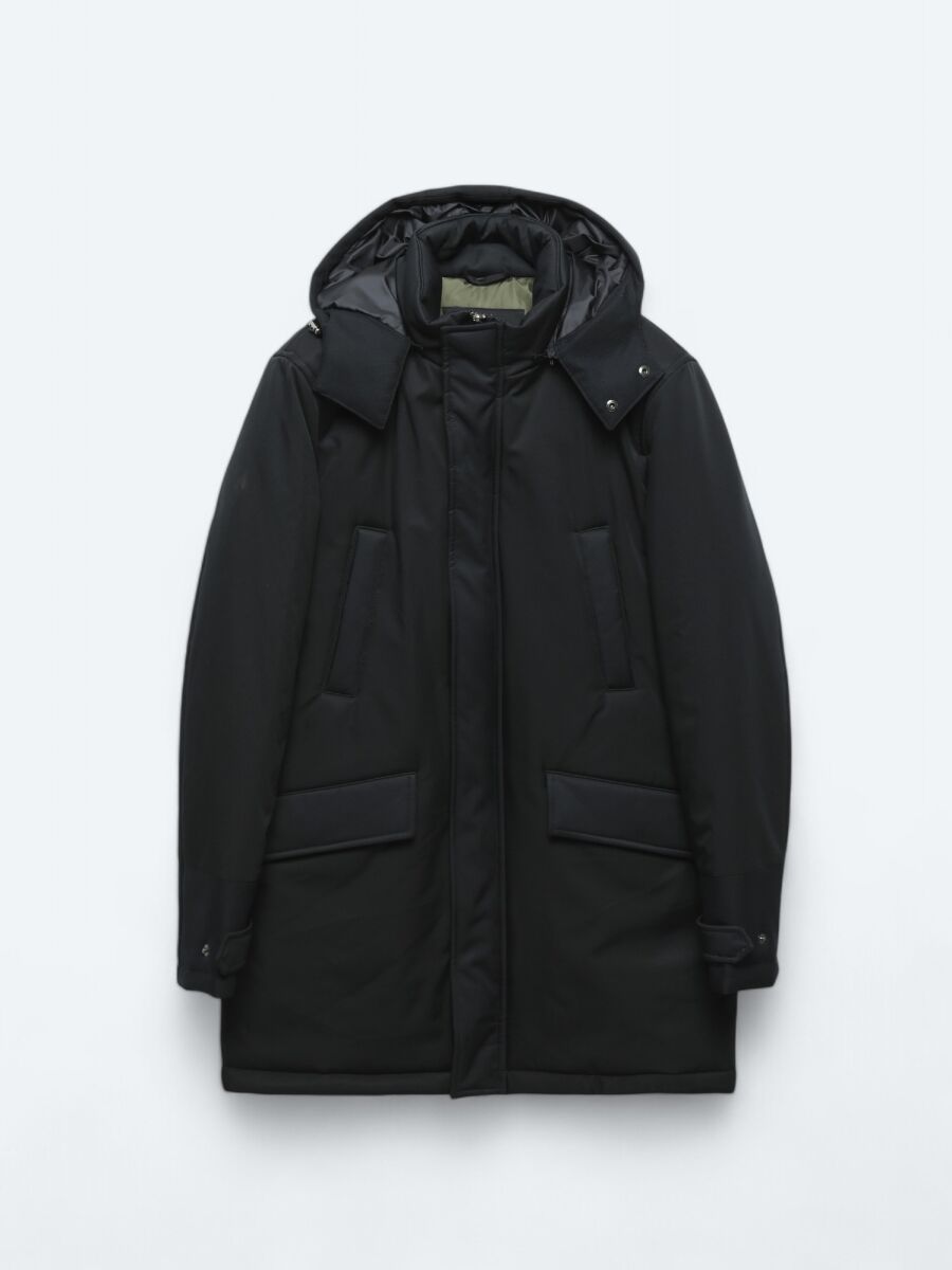 Navy Blue Regular Fit Hooded Casual Weaving Coat - 9