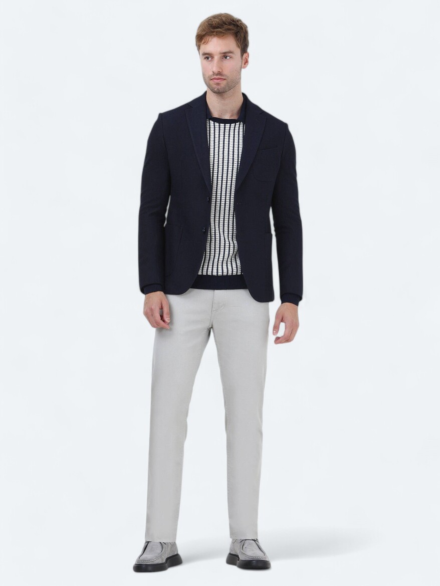 Navy Blue Regular Fit Jacket - 1