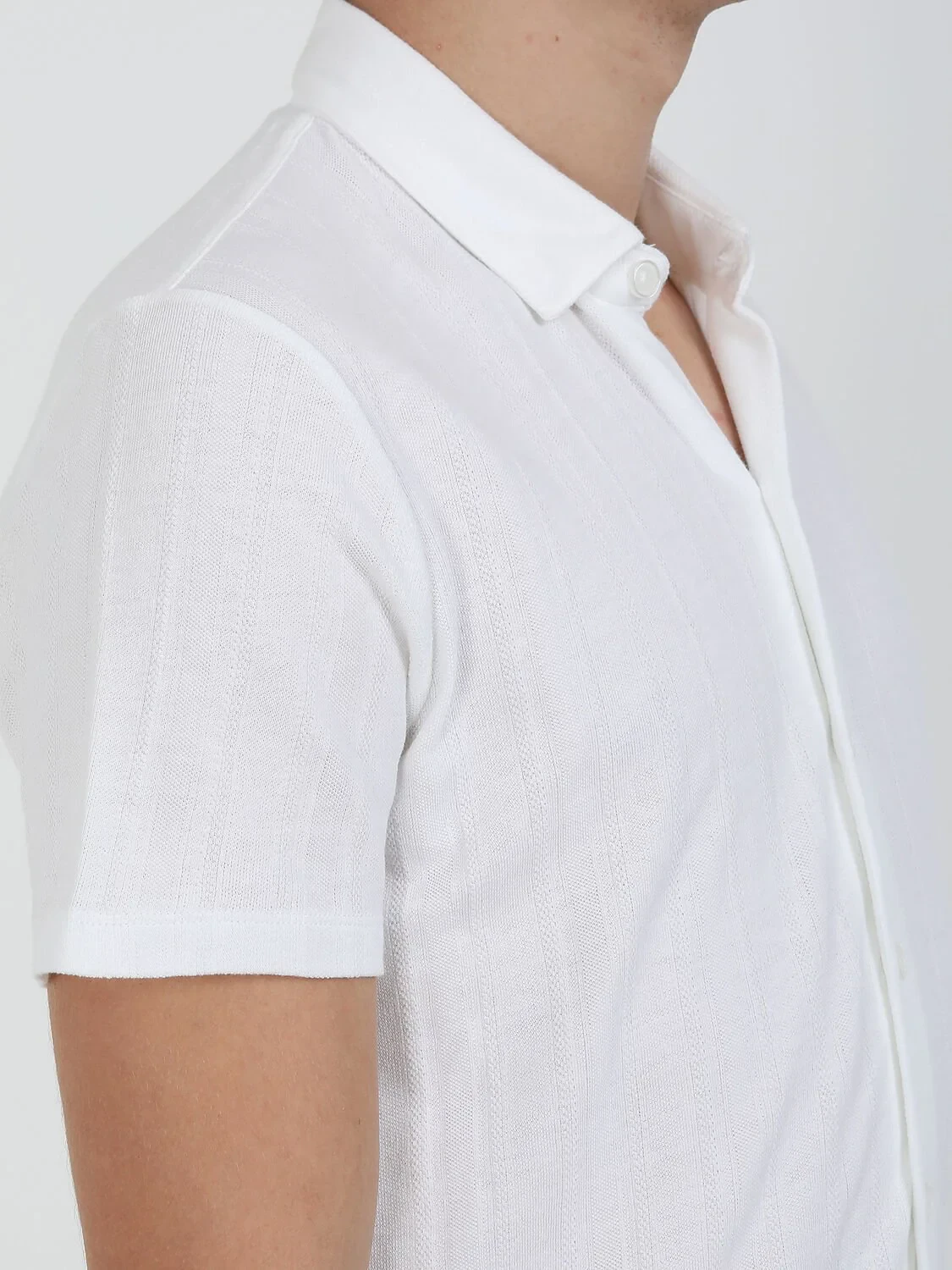 Navy Blue Regular Fit Knitting Casual 100% Cotton Shirt - 4