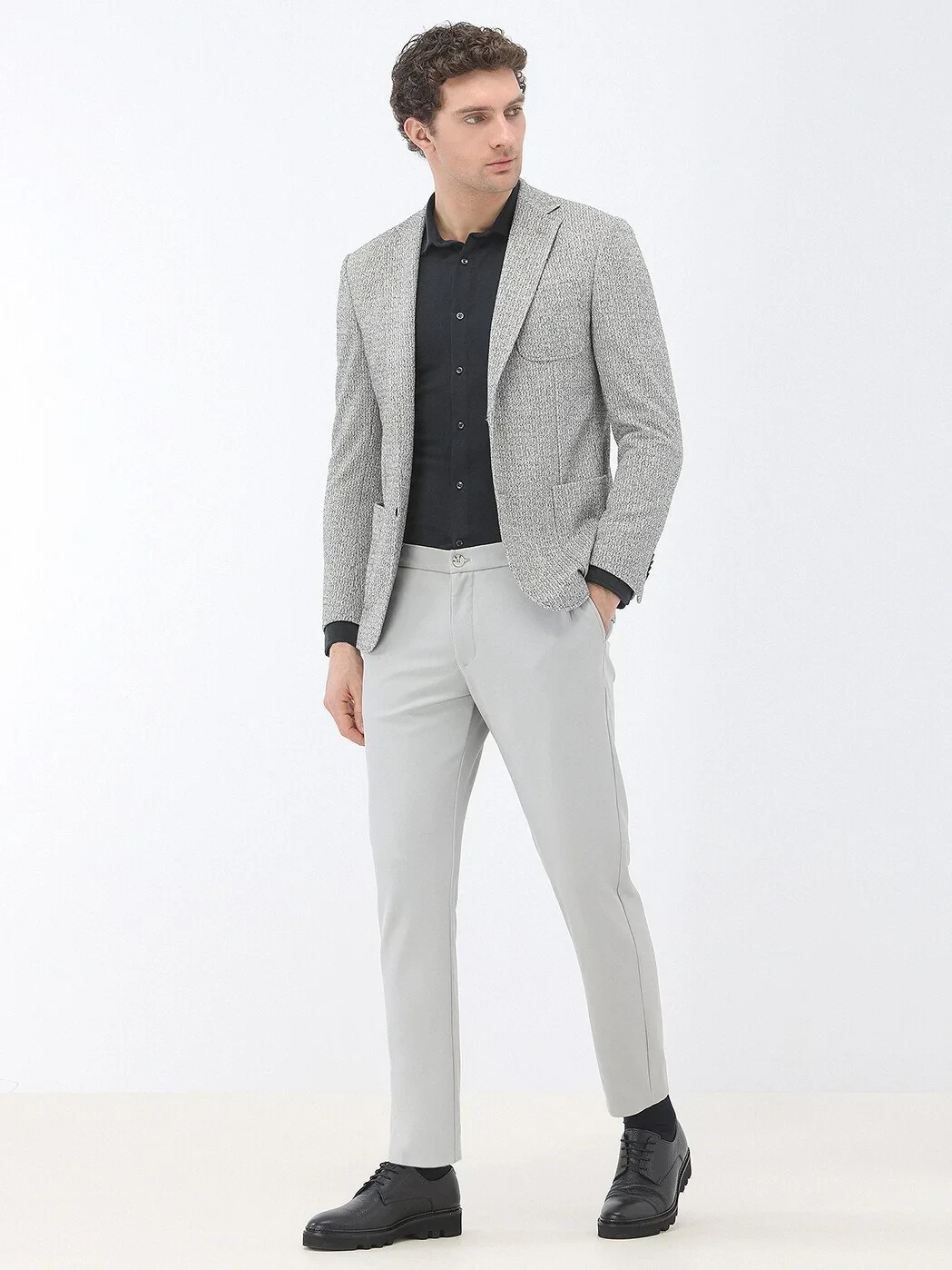 Navy Blue Regular Fit Knitting Casual Shirt - 3