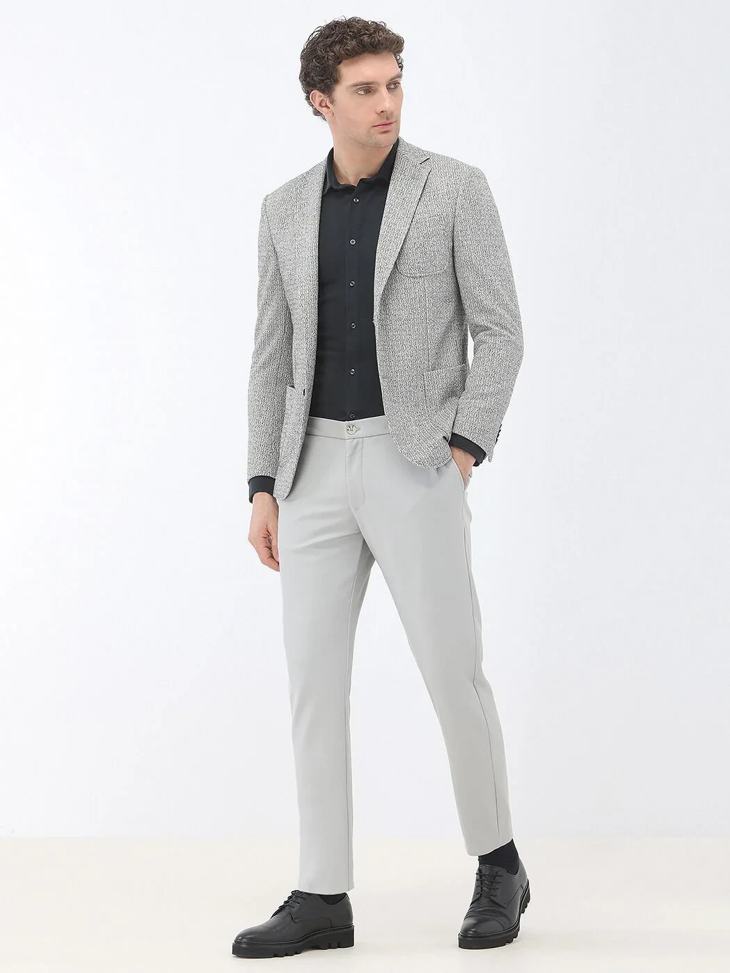 Navy Blue Regular Fit Knitting Casual Shirt - 3
