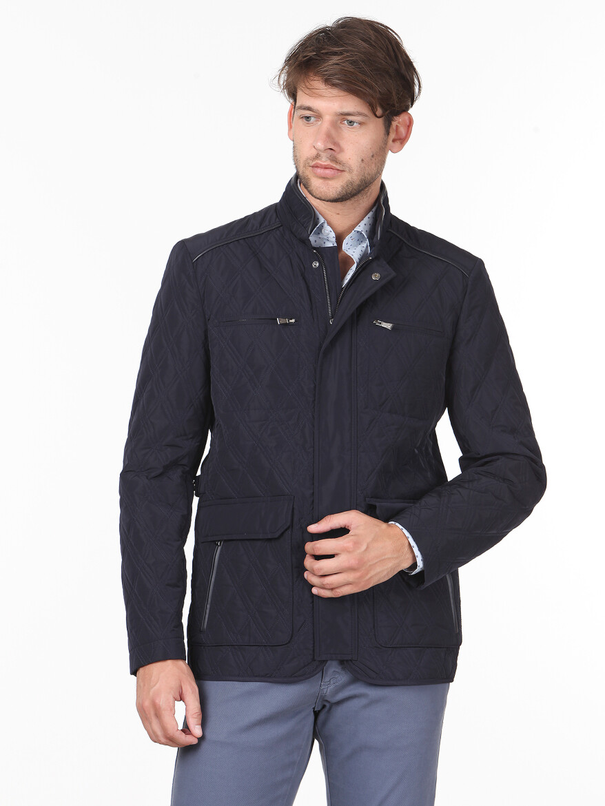 Navy Blue Regular Fit Lightweight Jacket - 1