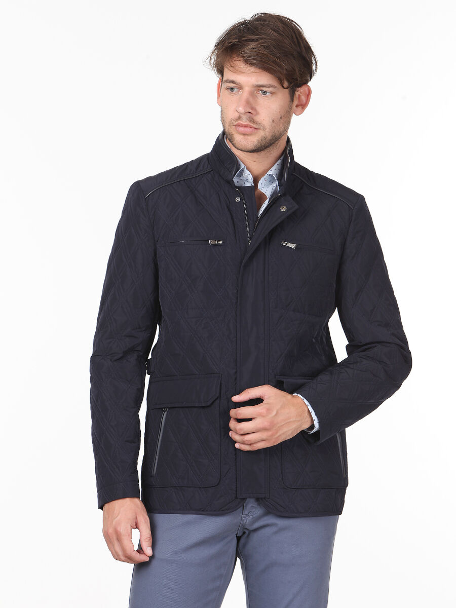 Navy Blue Regular Fit Lightweight Jacket - 1