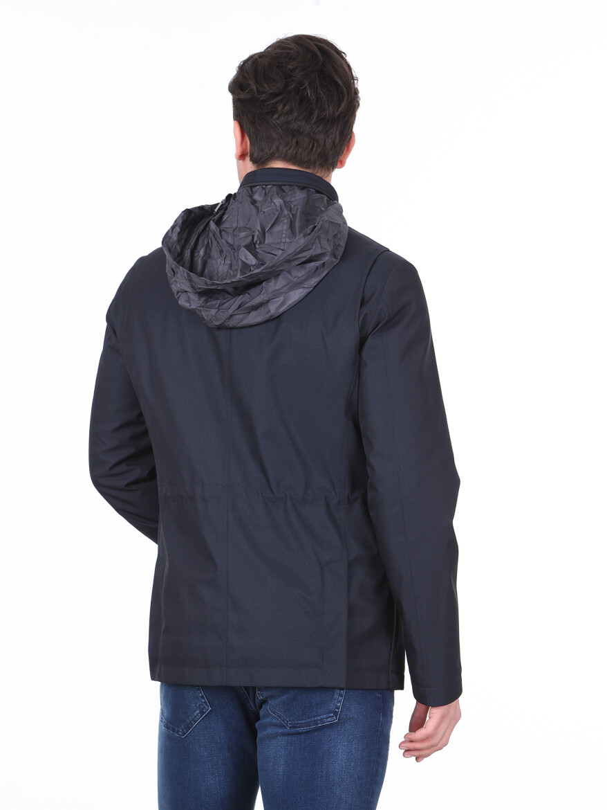 Navy Blue Regular Fit Lightweight Jacket - 4