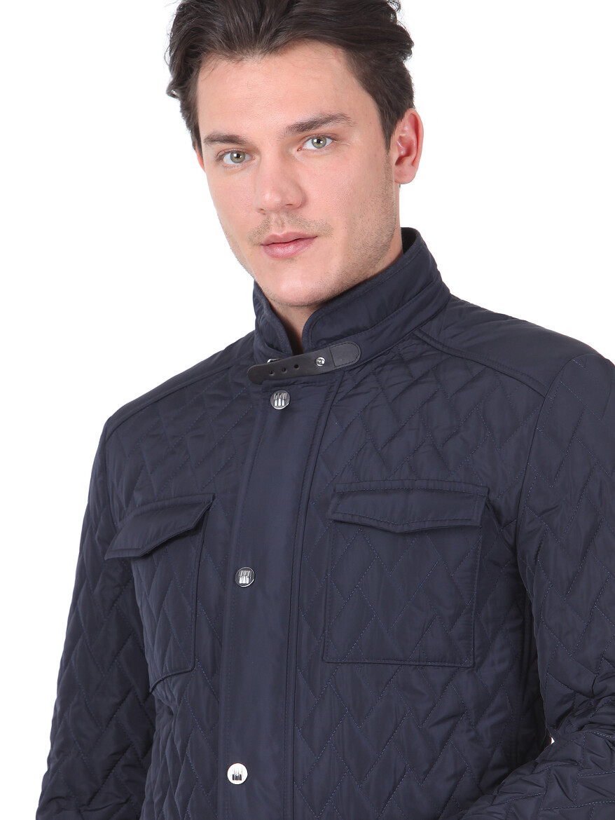 Navy Blue Regular Fit Lightweight Jacket - 2