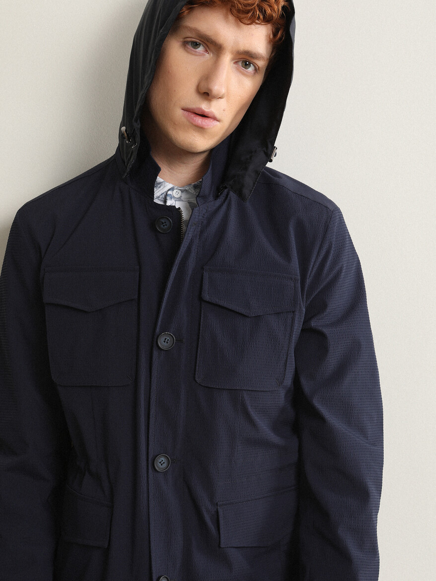 Navy Blue Regular Fit Lightweight Jacket - 1