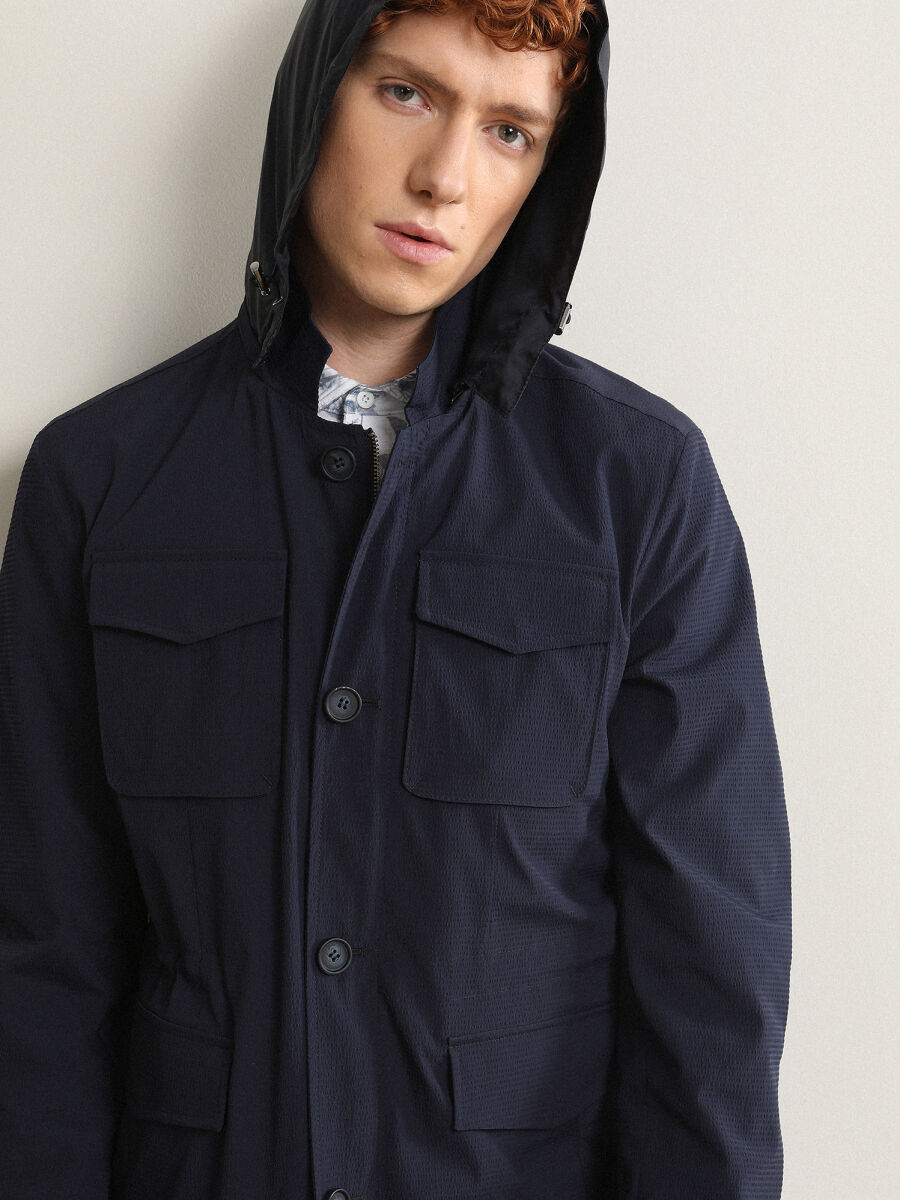 Navy Blue Regular Fit Lightweight Jacket - 1