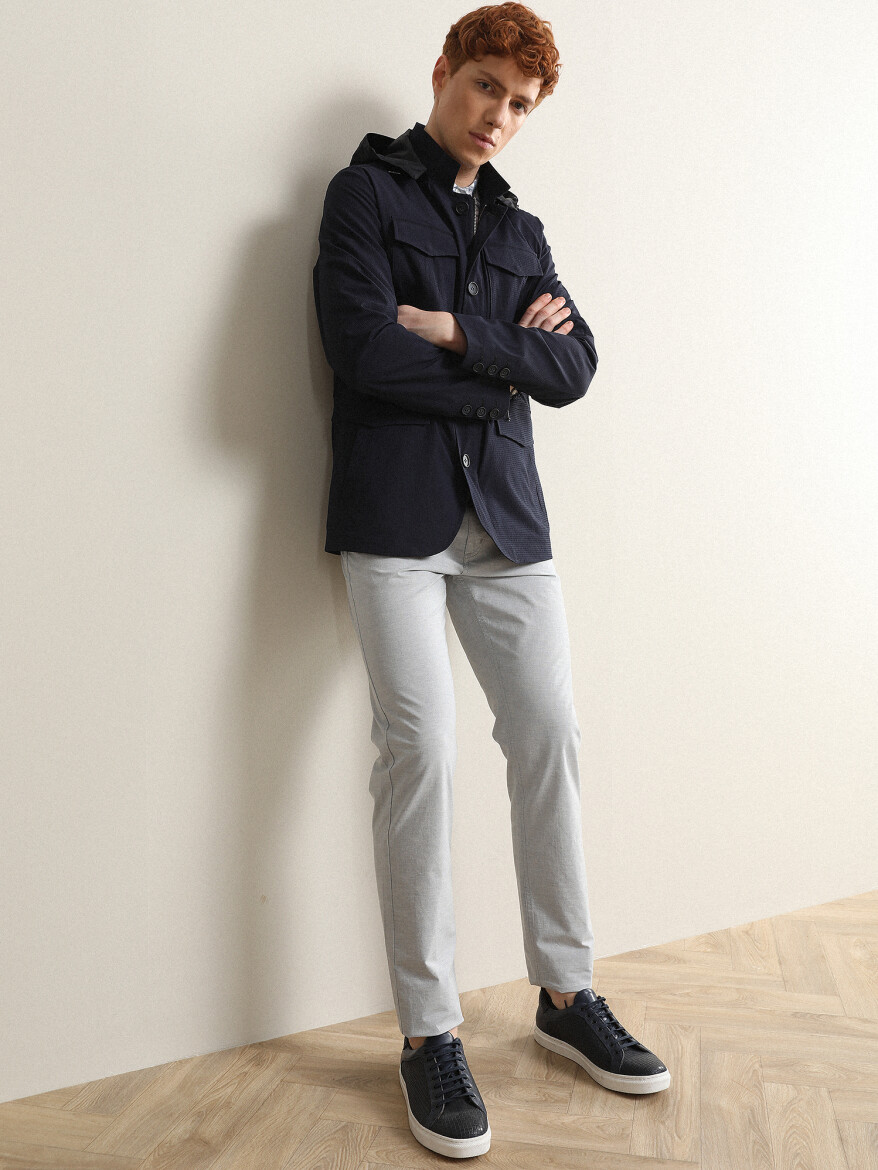 Navy Blue Regular Fit Lightweight Jacket - 2