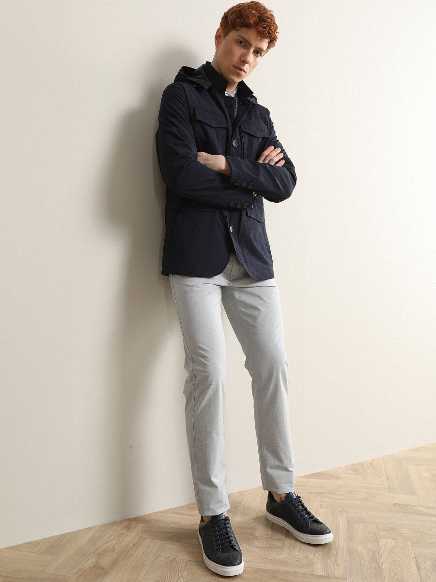 Navy Blue Regular Fit Lightweight Jacket - 2