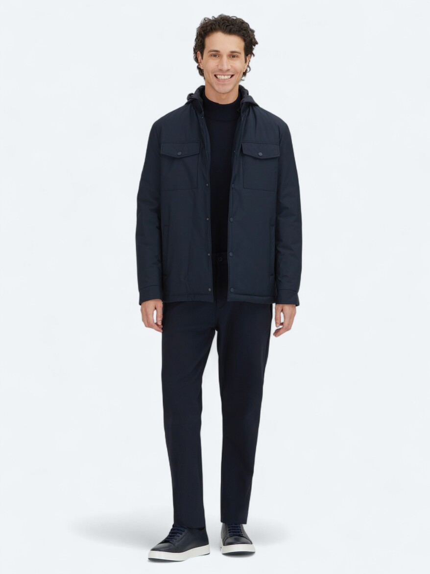 Navy Blue Regular Fit Lightweight Jacket - 2