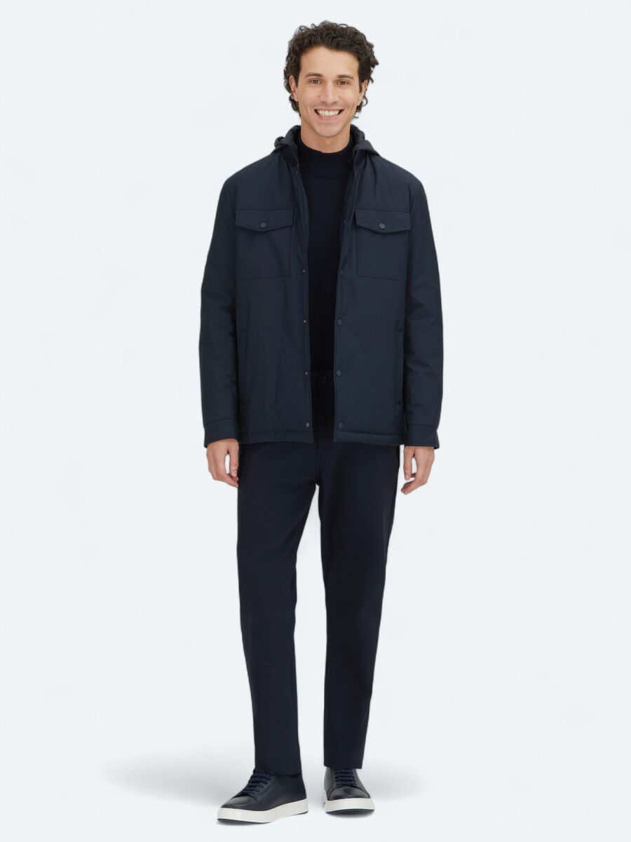 Navy Blue Regular Fit Lightweight Jacket - 2