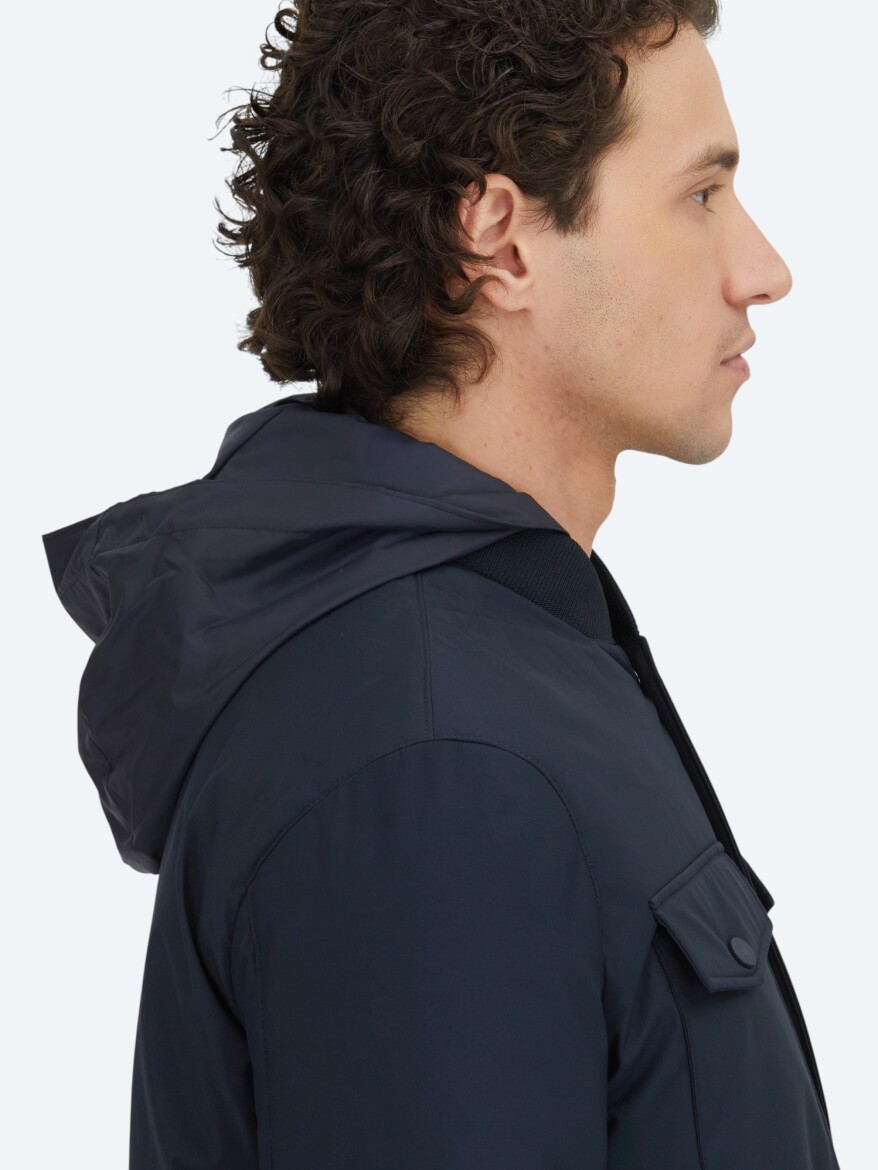 Navy Blue Regular Fit Lightweight Jacket - 3