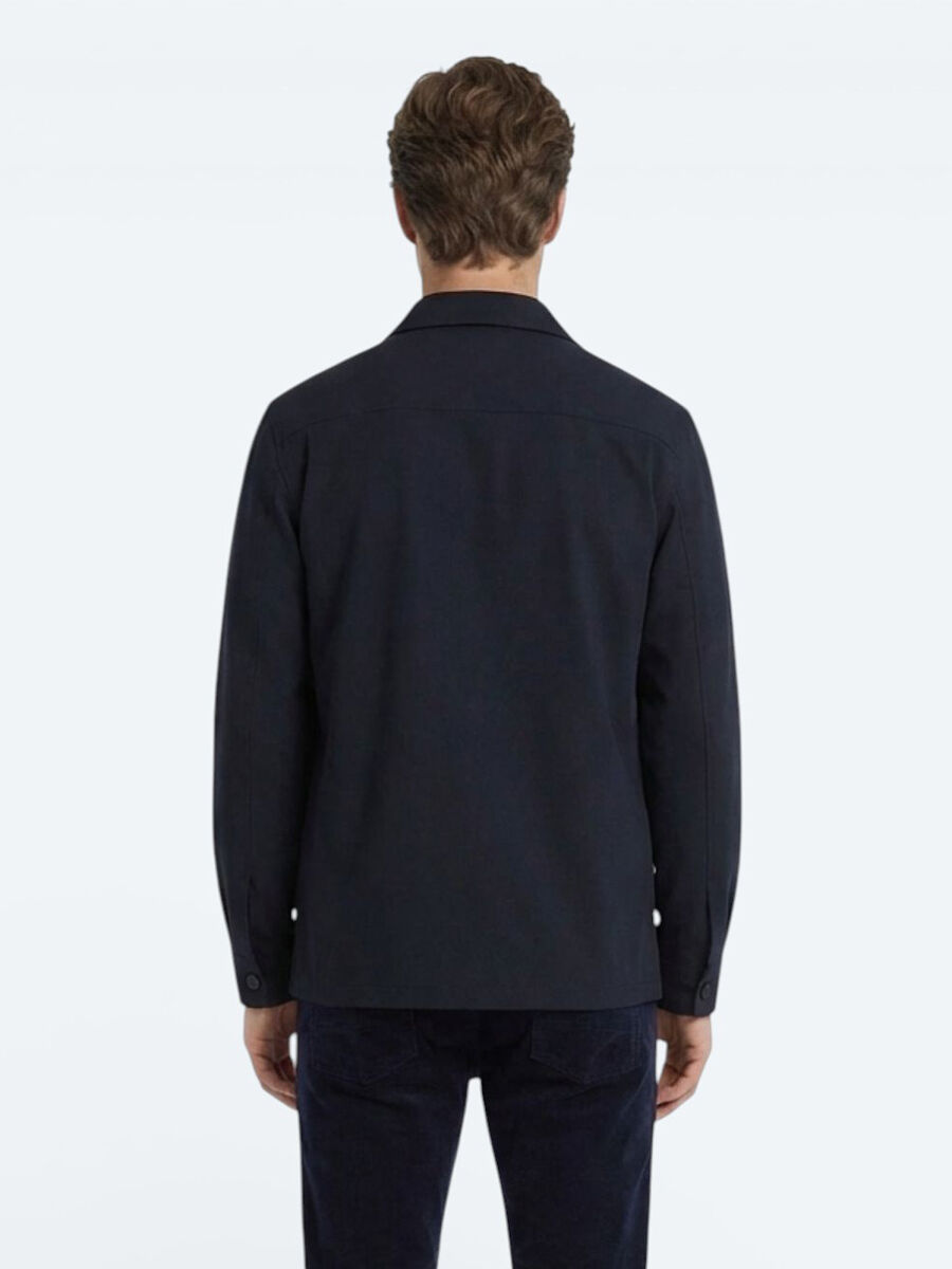 Navy Blue Regular Fit Shirt Collar Casual Weaving Coat - 4