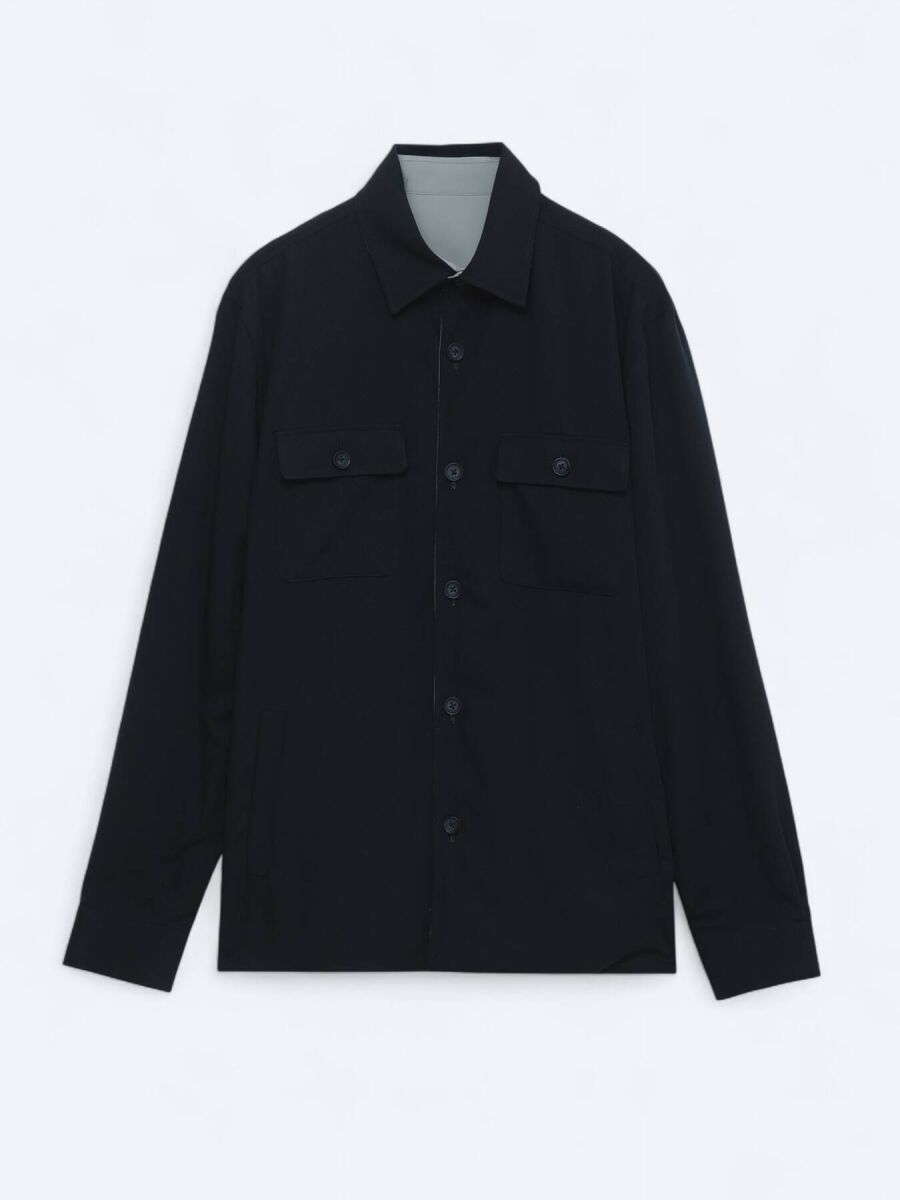 Navy Blue Regular Fit Shirt Collar Casual Weaving Coat - 5