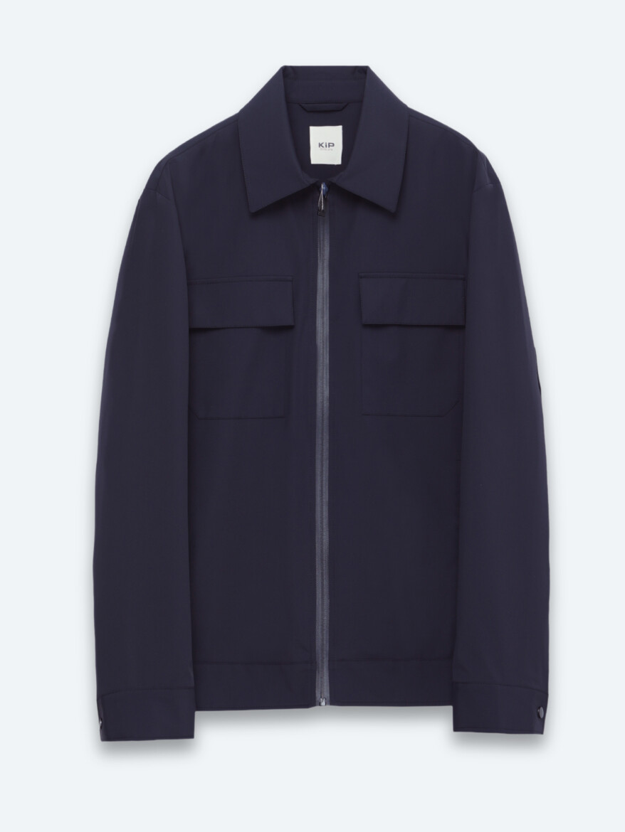 Navy Blue Regular Fit Shirt Collar Casual Weaving Coat - 6