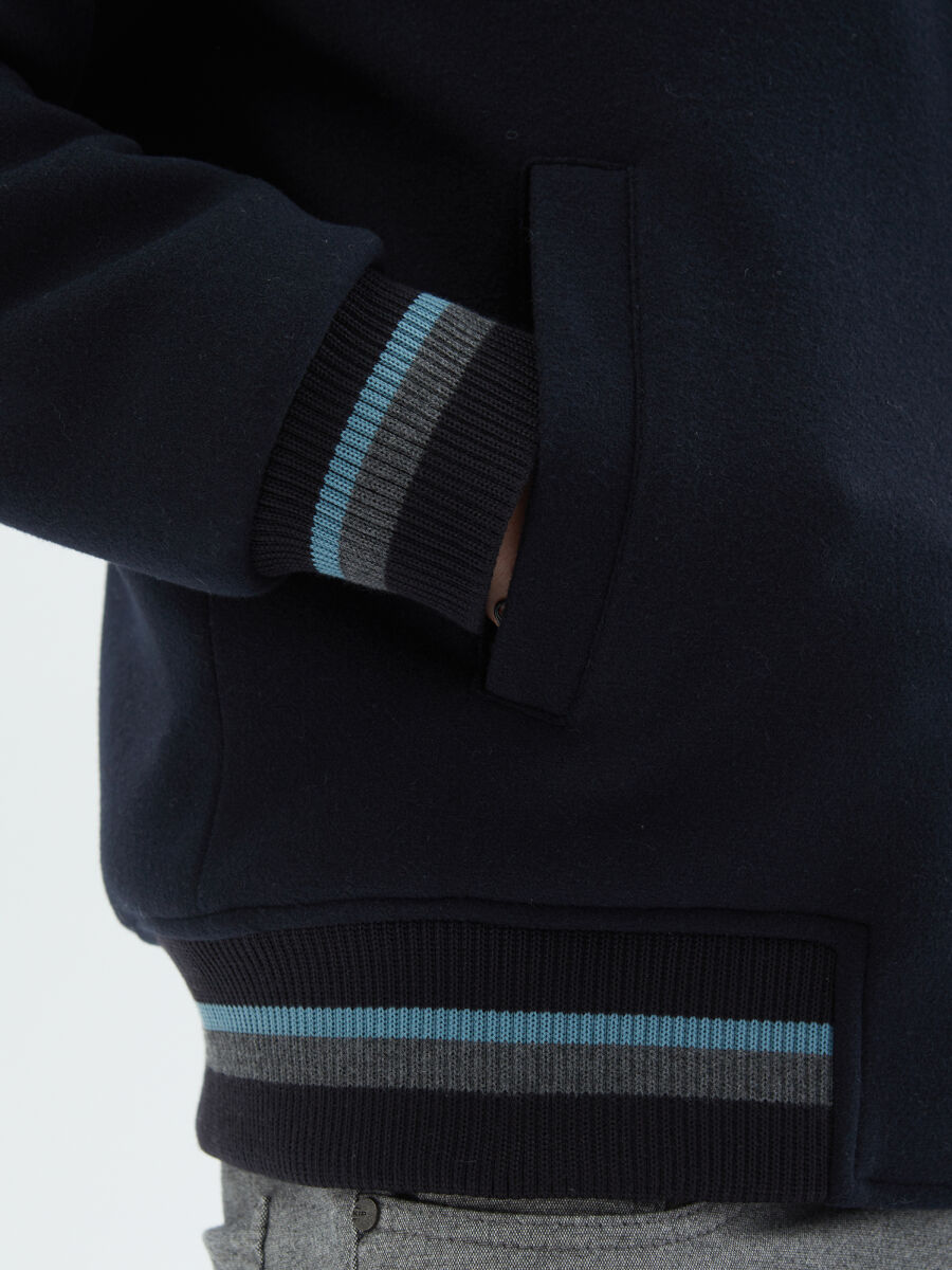 Navy Blue Regular Fit Turtleneck Casual Knitting Coat - 8