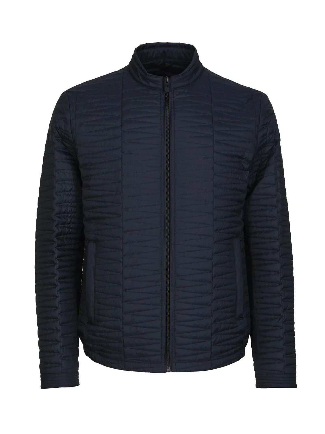 Navy Blue Regular Fit Turtleneck Casual Weaving Coat - 6