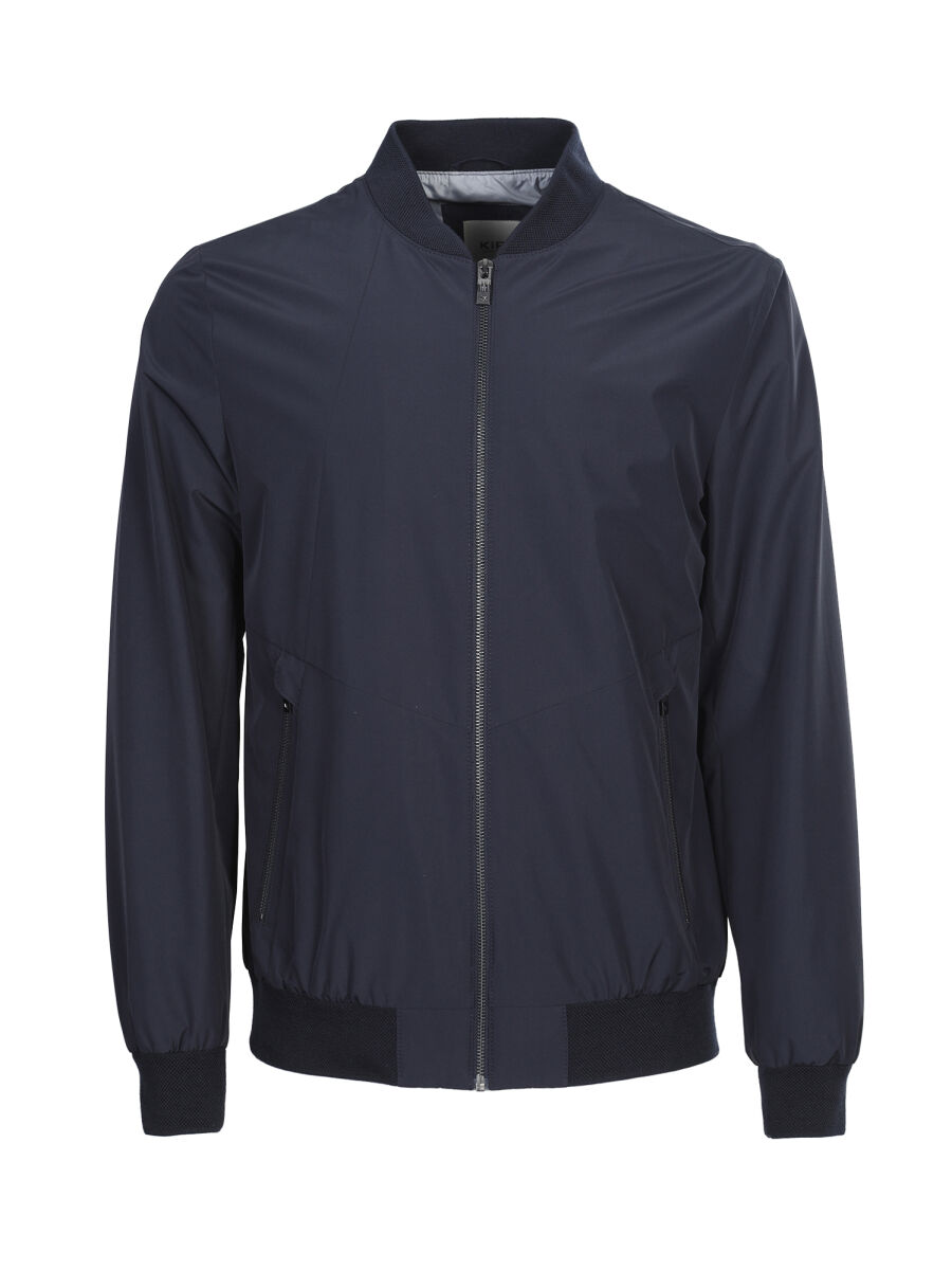 Navy Blue Regular Fit Turtleneck Casual Weaving Coat - 1