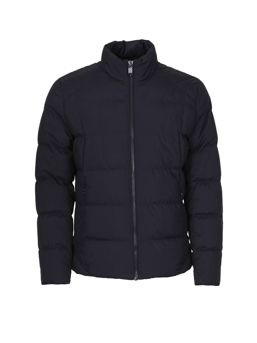 Navy Blue Regular Fit Turtleneck Casual Weaving Coat - 7