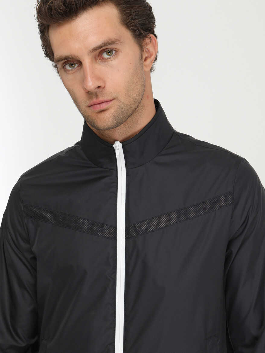 Navy Blue Regular Fit Turtleneck Casual Weaving Coat - 3