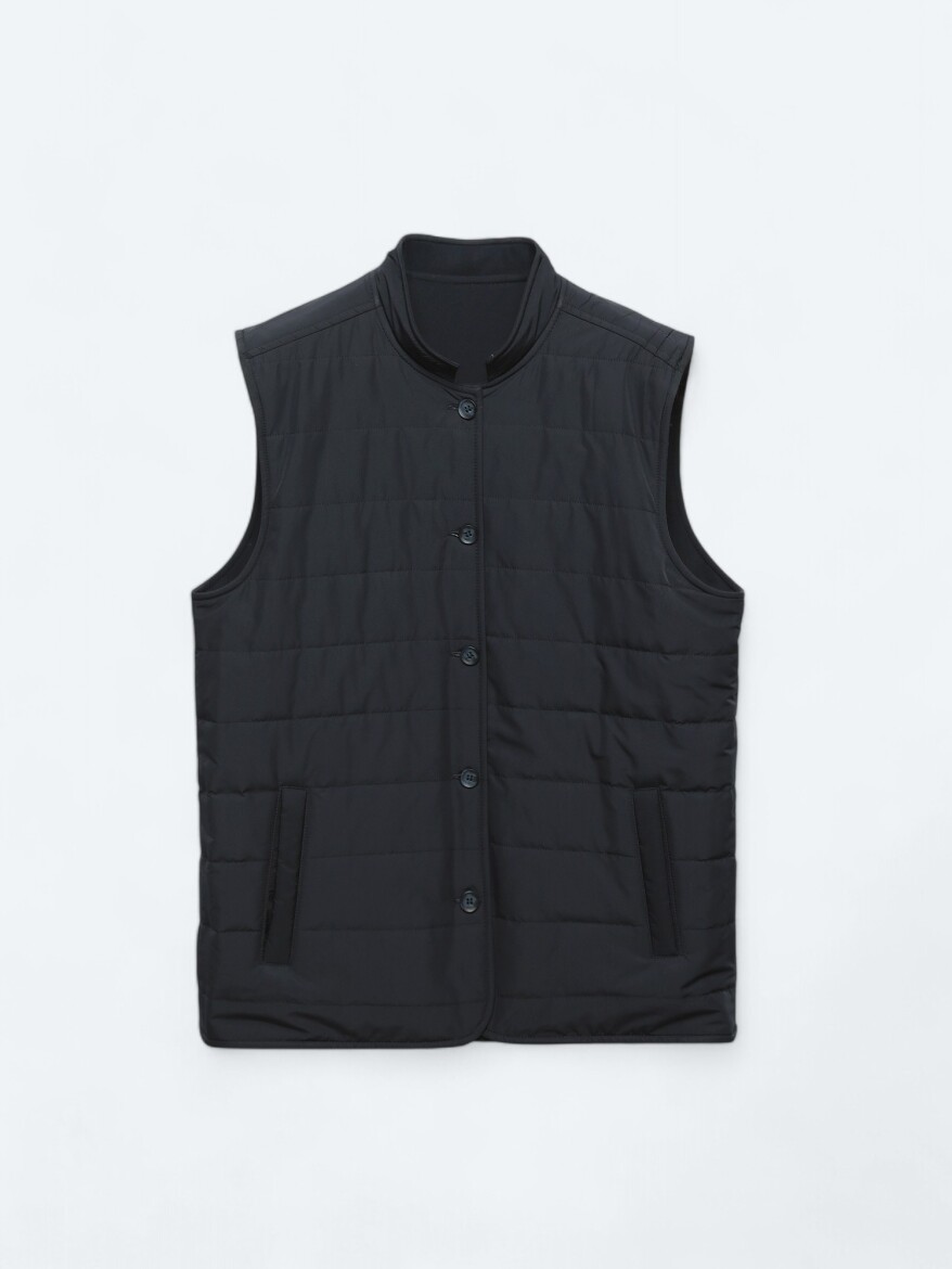 Navy Blue Regular Fit Turtleneck Casual Weaving Puffer Vest - 14