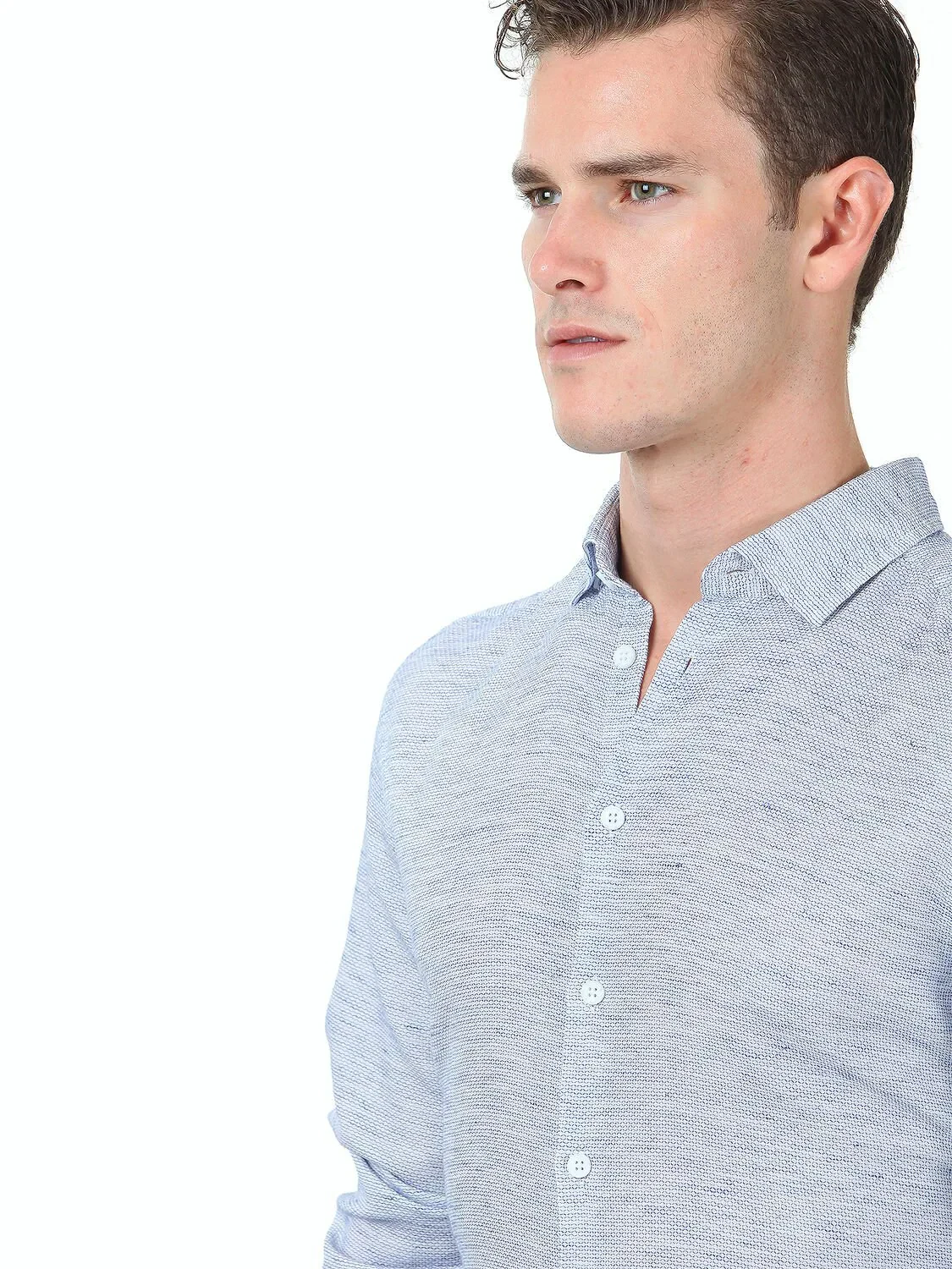 Navy Blue Regular Fit Weaving Casual 100% Cotton Shirt - 2