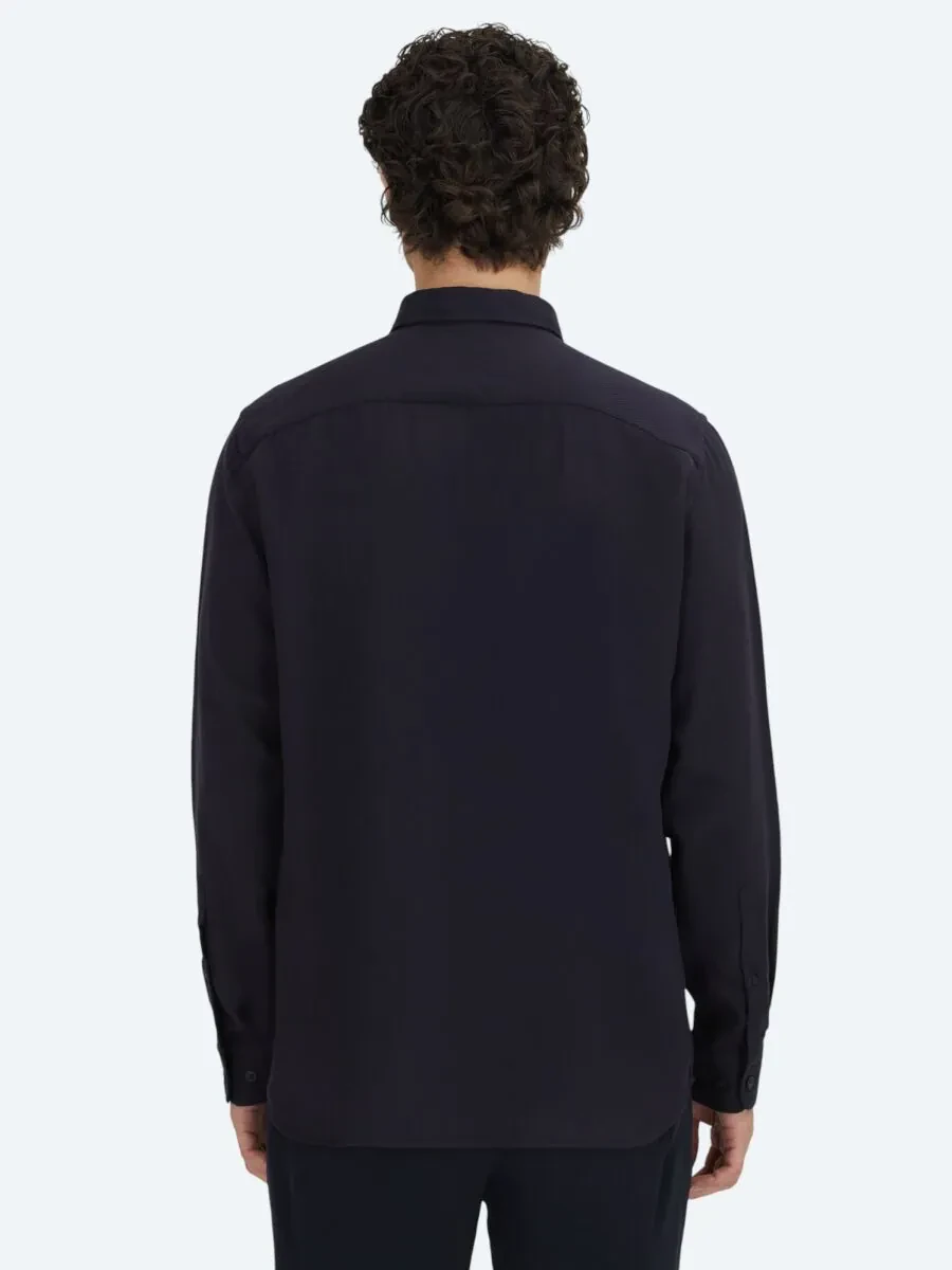 Navy Blue Regular Fit Weaving Casual Shirt - 5