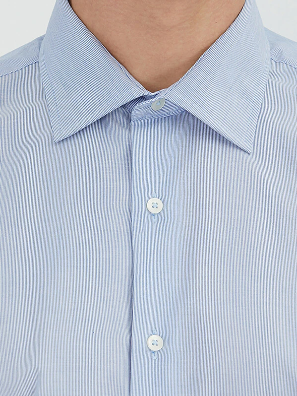 Navy Blue Regular Fit Weaving Classical Cotton Blended Shirt - 3