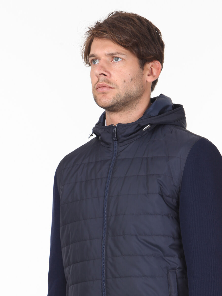 Navy Blue Slim Fit Casual Weaving Coat - 4