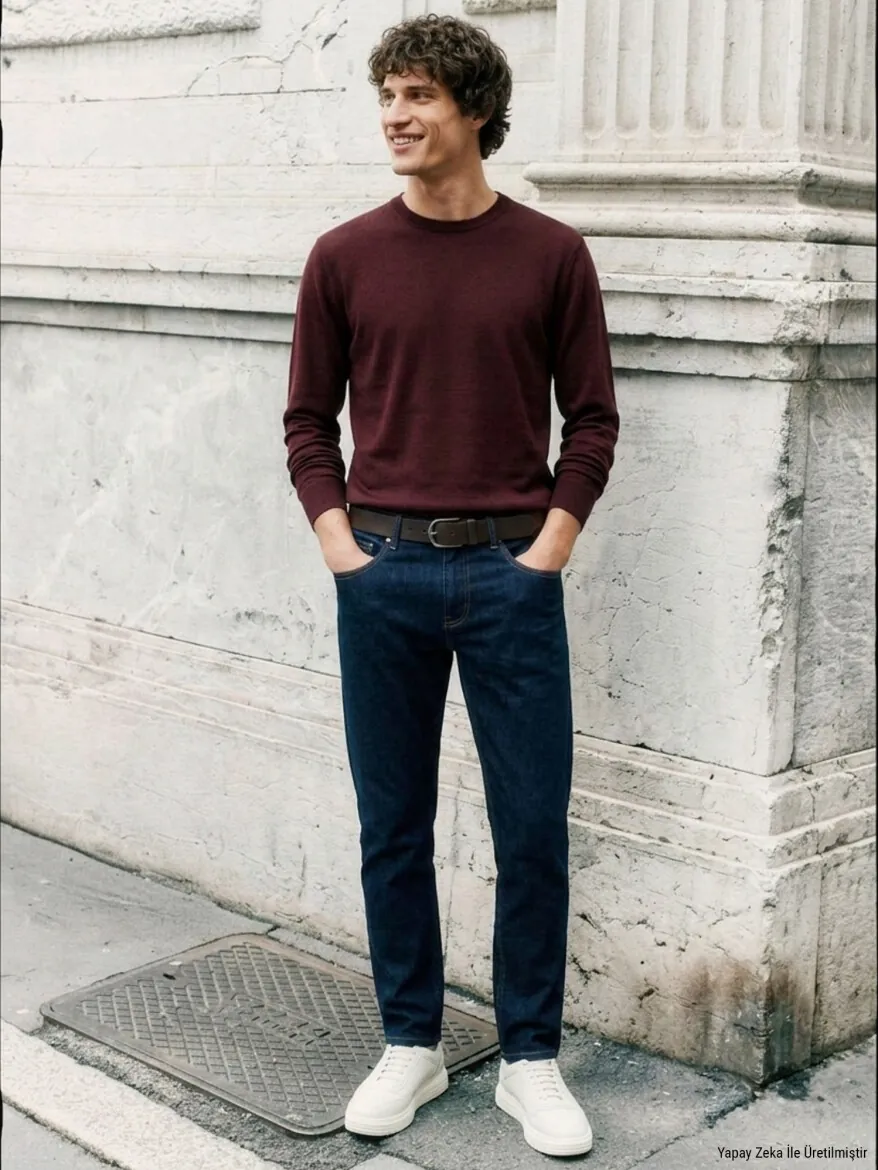 Navy Blue Slim Fit Denim Cotton Blended Trousers - KİP