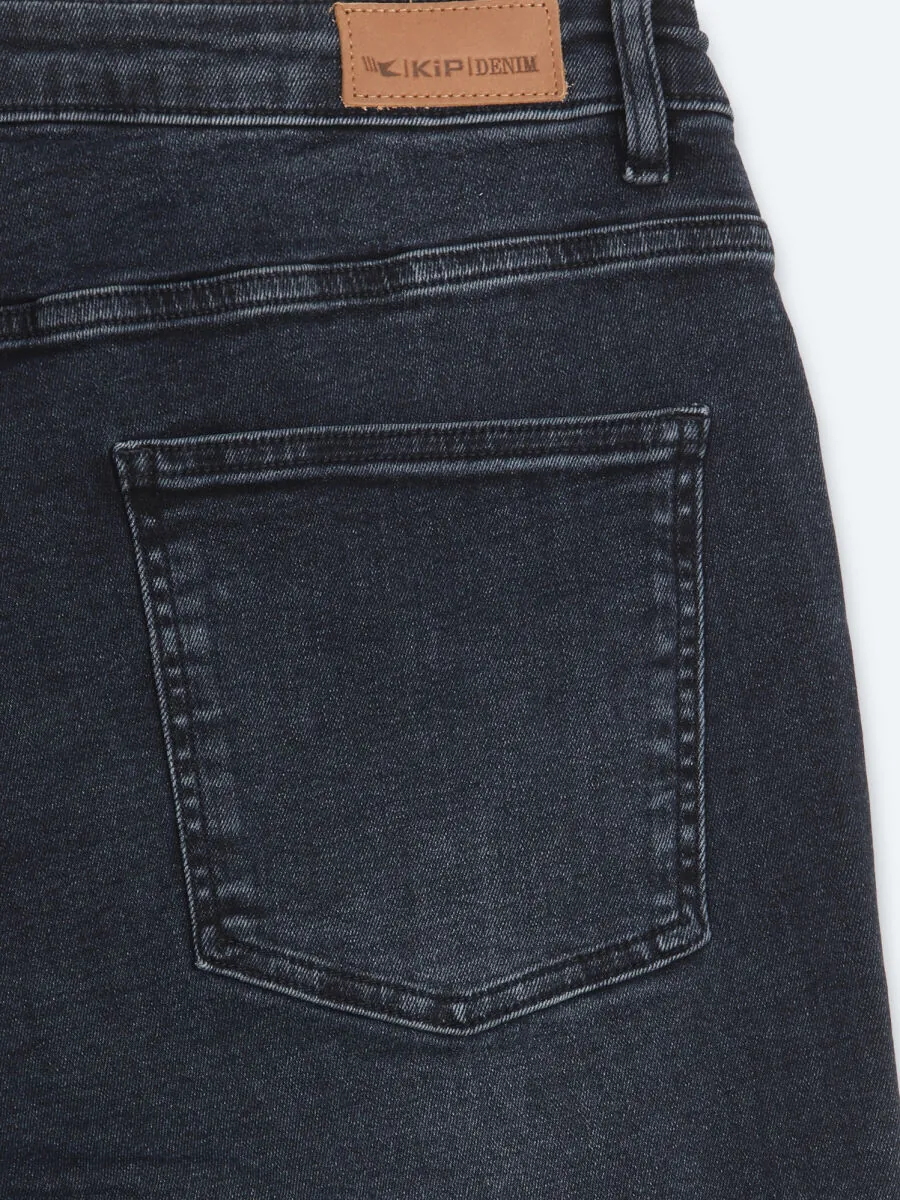 Navy Blue Slim Fit Denim Cotton Blended Trousers - 9