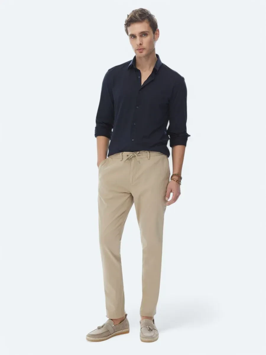 Navy Blue Slim Fit Knitting Sport Shirt - 3