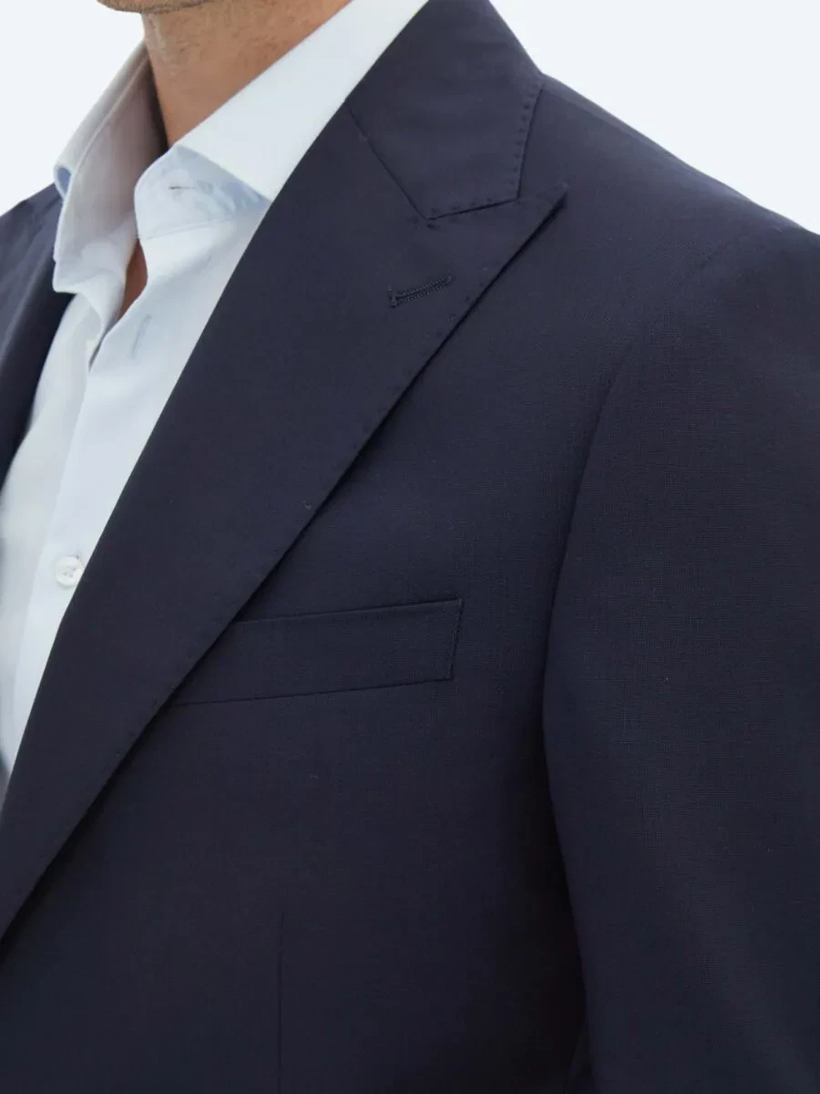 Navy Blue Striped 100% Wool Suit - 4
